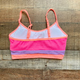 Pink Lily Hot Pink/Purple/Neon Orange Color Block Textured Padded Bikini Top- Size S (sold out online, we have matching bottoms)