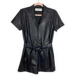 Amanda Uprichard Black Faux Leather Belted Romper- Size XS
