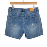 Ashlee Nichols by Amaryllis Medium Wash Distressed Raw Hem Jeans Shorts- Size 10