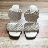 RAYE Cream Braided Double Strap Heeled Sandals- Size 7.5 (see notes)