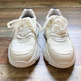 Oasis Society White Mesh with Fur Detail and Glitter Tab Sneakers- Size 8 (Like New Condition)