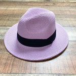 No Brand Purple Paper Straw with Black Band Adjustable Fedora Hat