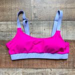 No Brand Hot Pink with Light Purple Trim and Straps Padded Bikini Top- Size XL (see notes)