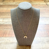 No Brand Gold with Ivory CZ Crescent Pendant Necklace