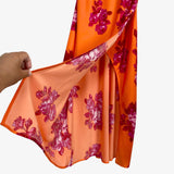 Scoop Orange Floral Faux Wrap Dress- Size S