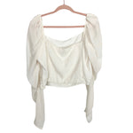 Abercrombie & Fitch Cream Smocked Back Puff Sheer Sleeve Blouse- Size XL (sold out online)