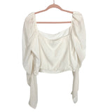 Abercrombie & Fitch Cream Smocked Back Puff Sheer Sleeve Blouse- Size XL (sold out online)