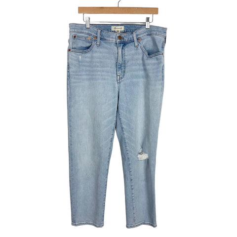 Madewell Mid-Rise Classic Straight Distressed Jeans- Size 32 (Inseam 25")