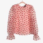 Eloquii Pink Velvet Heart Tie Back Blouse- Size 14 (sold out online)