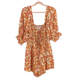 Free People Rust Floral Front Tie Romper- Size XL (see notes)