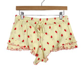 Emerson Road Yellow with Strawberries Gauze Ruffle Tee and Shorts Pajamas Set- Size S (sold as a set)
