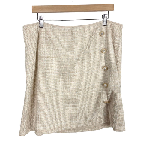 Show Me Your Mumu Cream/Gold Tweed Skirt NWT- Size XXL (see notes, sold out online, we have matching top and blazer)