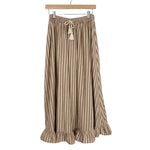 Rylee and Cru Brown and Tan Striped Skirt and Top Set- Size S (see notes)