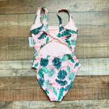 Old Navy Flamingo/Palm Leaf with Twisted Back and Back Cut Out Padded One Piece NWT- Size XS