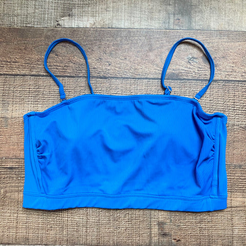 Xhilaration Blue Ribbed Padded Bikini Top- Size XL (see notes, we have matching bottoms)