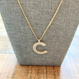 Bauble Bar Gold Box Chain with CZ "C" Pendant Necklace