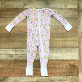 Little Sleepies Pink Eggs/Toast/Milk Zip Up Pajamas- Size 12-18M (see notes)