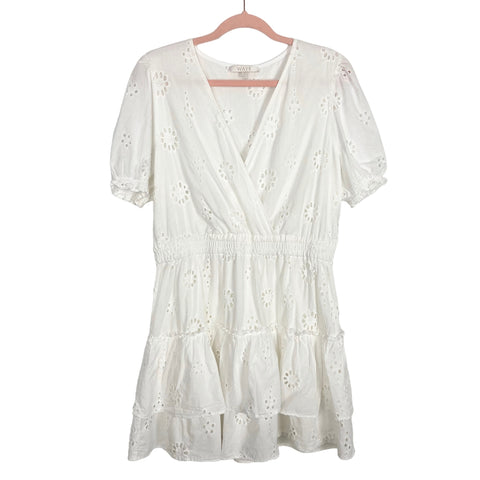 Wayf White Eyelet Surplice Tiered Dress- Size XL (see notes)