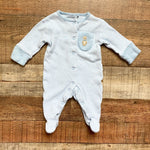 Next Baby Blue/White Striped Teddy Bear Footed Sleeper- Size NB (up to 1 month)