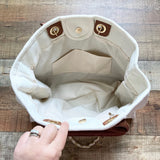 No Brand Cream Canvas Handbag with Removable Chain