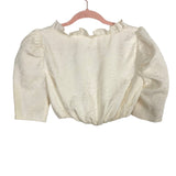 LPA Cream Brocade with Pearl Button Detail Ruffle Cropped Top- Size XS (see notes)