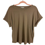 Splendid Mocha Roll Sleeve Tee- Size L