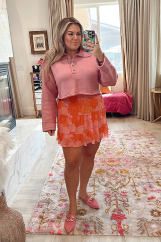 Show Me Your Mumu Orange/Pink Floral Skirt- Size XL (sold out online)