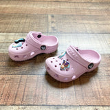 Crocs Toddler Pink Classic Clog with 4 Frozen Charms- Size 6