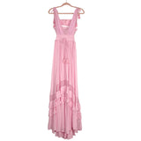 Free People Pink Drawstring Waist Exposed Back Dress- Size S