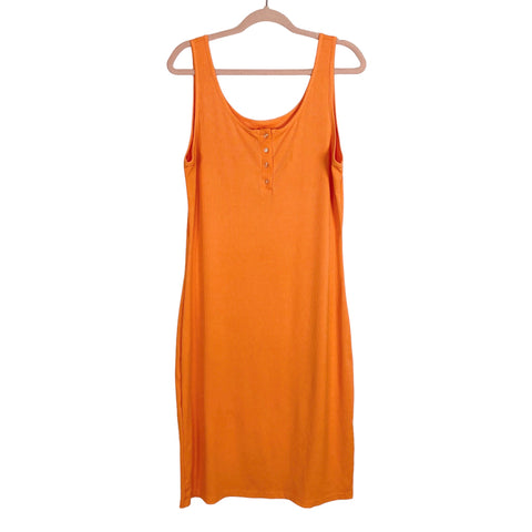 No Brand Orange Ribbed Front Button Detail Tank Dress- Size XL (see notes)