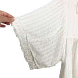 Carly Jean White Gauze Wide Sleeve with Raw Hem/Cuff Top- Size S (see notes)