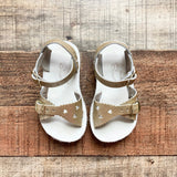 Sun-San Gold Leather Sweetheart Sandals- Size 6