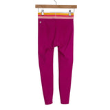 Popflex Fuchsia with Striped Waistband Leggings- Size S (Inseam 23.5”)