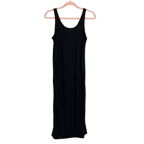 H&M Maternity Black Ribbed Bodycon Side Hem Slits Tank Dress NWT- Size S