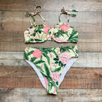 Agua Bendita x Target Peony Botanical Print/Pink Stripe Reversible Bikini Bottoms- Size XL (sold out online, we have matching top)