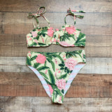 Agua Bendita x Target Peony Botanical Print/Pink Stripe Reversible Bikini Bottoms- Size XL (sold out online, we have matching top)