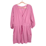 Anthropologie Pink Gauze Drawstring Romper- Size XL (sold out online)