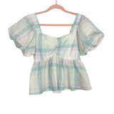 Old Navy Pastel Puff Sleeve Cinched Front Babydoll Top- Size M