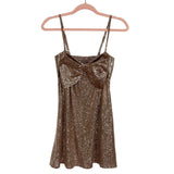 Show Me Your Mumu Gold Sequin Front Bow Mini Dress- Size S (sold out online)