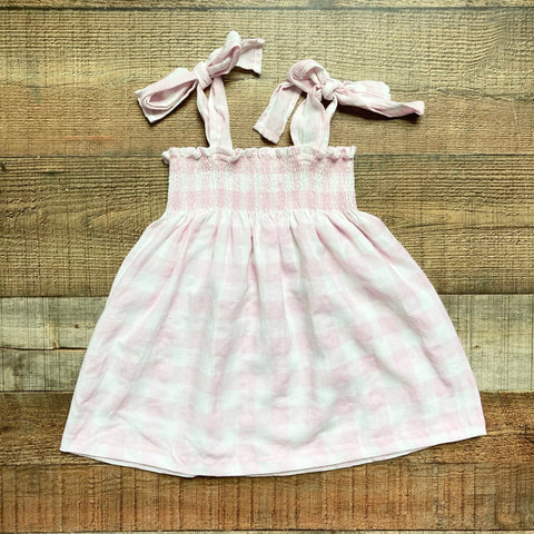 Sal & Pimenta Pink Check Shoulder Tie Dress- Size 2T