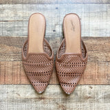 Universal Thread Brown Faux Leather Braided Flat Mules- Size 8 (see notes)