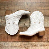 Pink Lily Embroidered Booties- Size 9 (Brand New Condition)