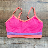 Pink Lily Hot Pink/Purple/Neon Orange Color Block Textured Padded Bikini Top- Size S (sold out online, we have matching bottoms)