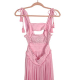 Free People Pink Drawstring Waist Exposed Back Dress- Size S