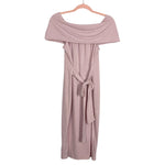 Pink Blush Maternity Pink Folded Off the Shoulder Front Tie Dress NWT- Size M (see notes)