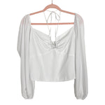 Abercrombie & Fitch White Smocked Halter Tie Top- Size XL (sold out online)