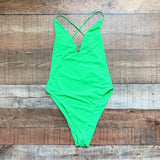 Superdown Neon Green with Lace Up Back Rose One Piece- Size S (sold out online)