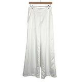 Aura White Satin Pretty and Polished Wide Leg Pants- Size S (Inseam 32”, sold out online, see notes)