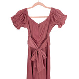 Petal + Pup Dusty Pink Satin Off the Shoulder with Ruched Bust and Back Tie Oralie Midi Dress NWT- Size 2