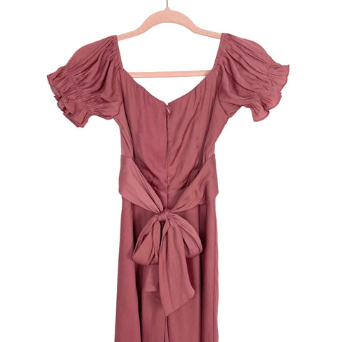Petal + Pup Dusty Pink Satin Off the Shoulder with Ruched Bust and Bac – The Saved Collection